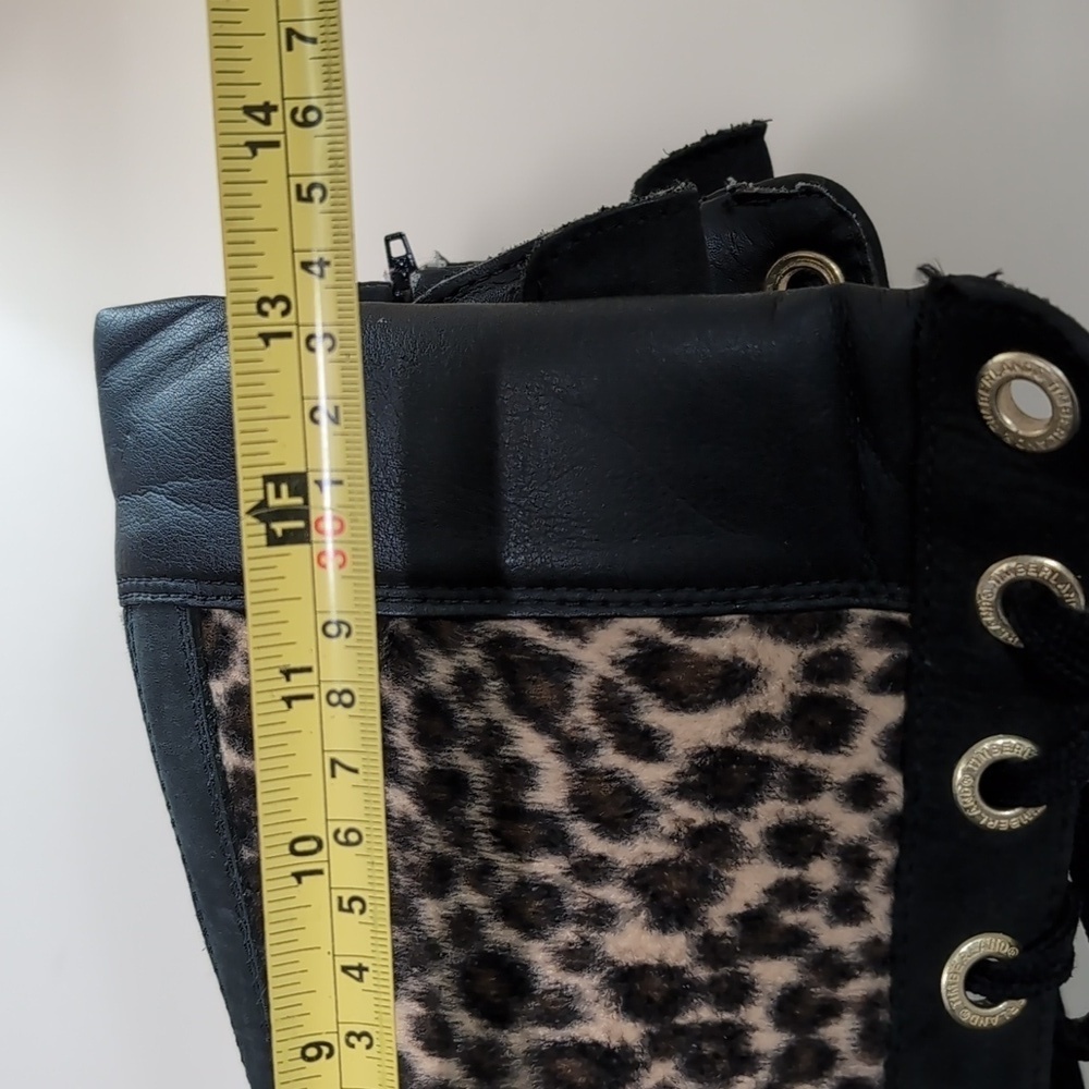 Timberland Leather Animal Print Cheetah Lace up boots Size 6 Women's - Picture 9 of 11